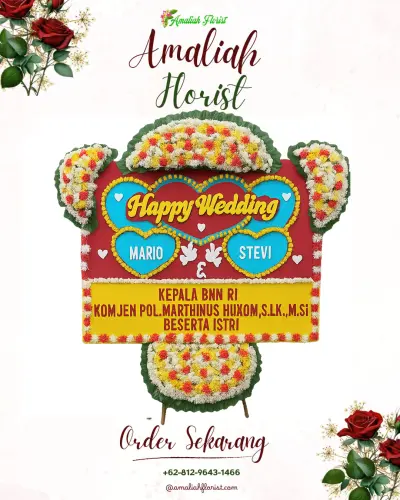 Karangan Papan Bunga Pernikahan di Sukarapih